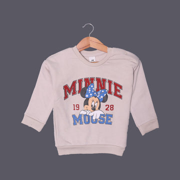 CREAM MINNIE MOUSE PRINTED SWEATSHIRT FOR GIRLS